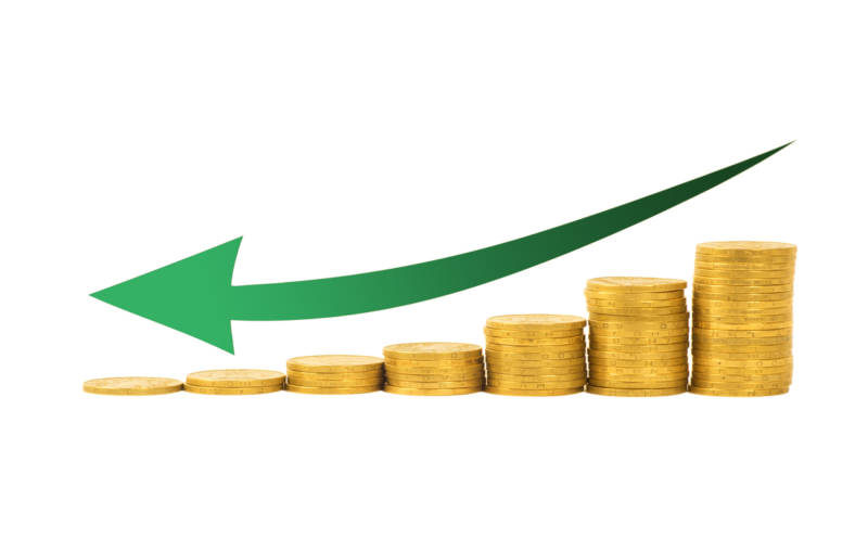 Financial concept - graph of the columns of coins